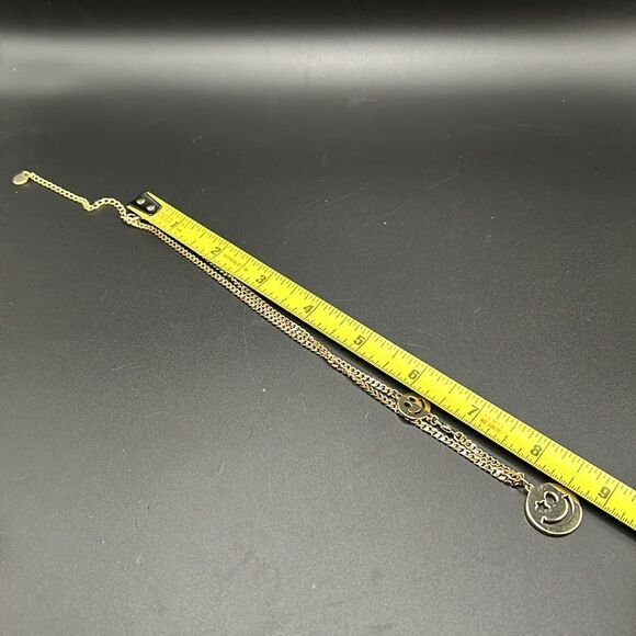 Double Happy Face Gold Tone Necklace, 18” - Picture 5 of 6